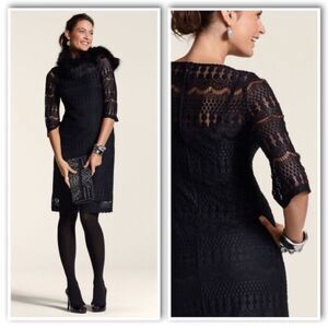 Chico’s Crochet Lace Camille Lined Black Short Plus Size Women's 14 Dress